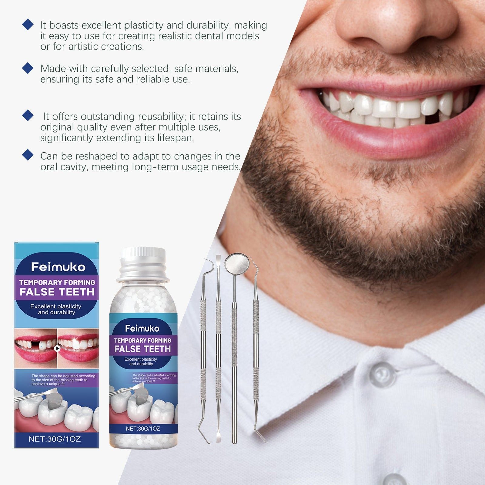 Create Custom Denture Gum for Perfect Fit, Natural Look, Easy Shaping ,1 set