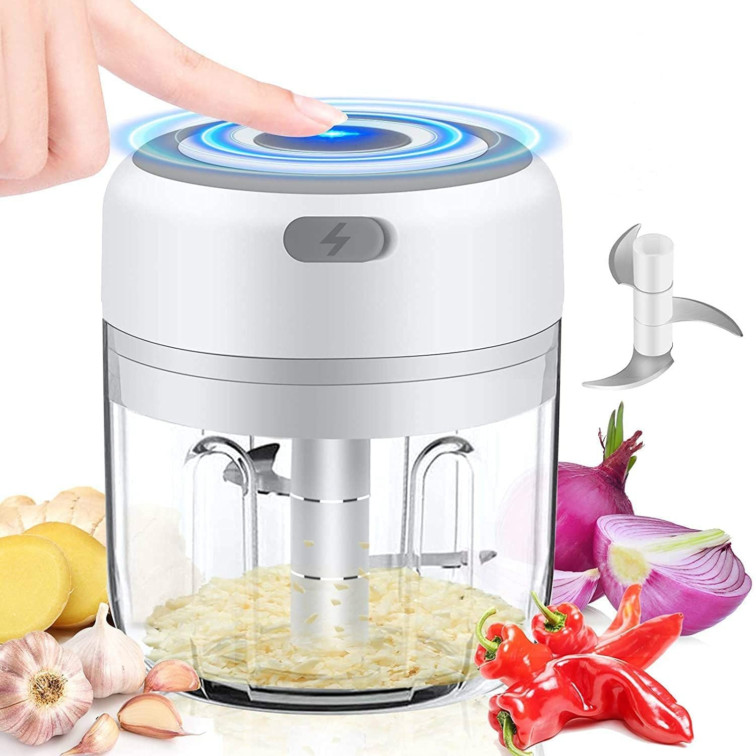 Electric Chopper Garlic Onion Cutter Fruit Meat Multi Chopper With USB Charging 250ml