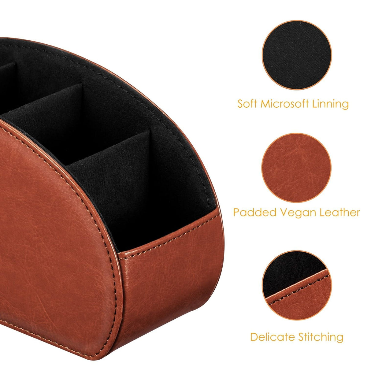 TV Remote Control Holder Desktop Organizer PU Leather Storage Caddy