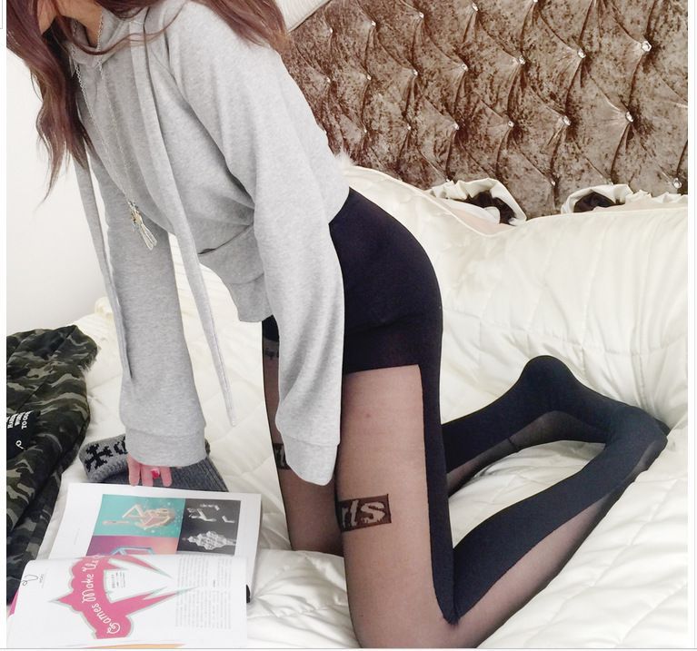 Letter Stockings Ultra Thin Panty Socks Women Sexy Fashion Party Pantyhose