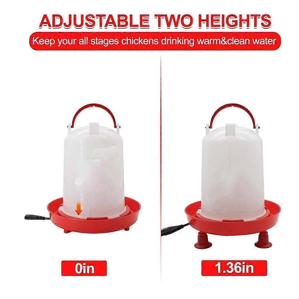 3L Heated Chicken Waterer for Winter Auto-Fill Chicken Water Heater with Leg Support,35W Heating Poultry EU Plug(EU Plug)