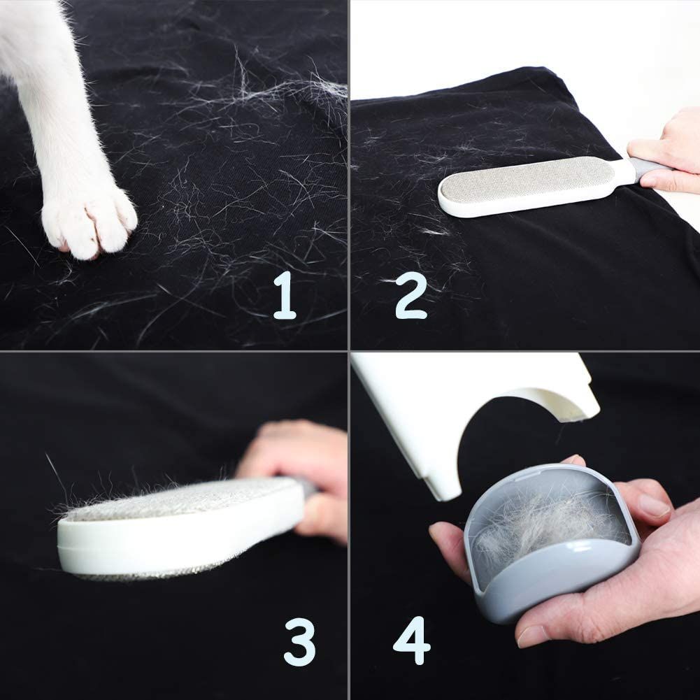 3-Piece Set Pet Hair Remover Brush  Double-Sided Fur Lint Removal Tool with Self-Cleaning Base
