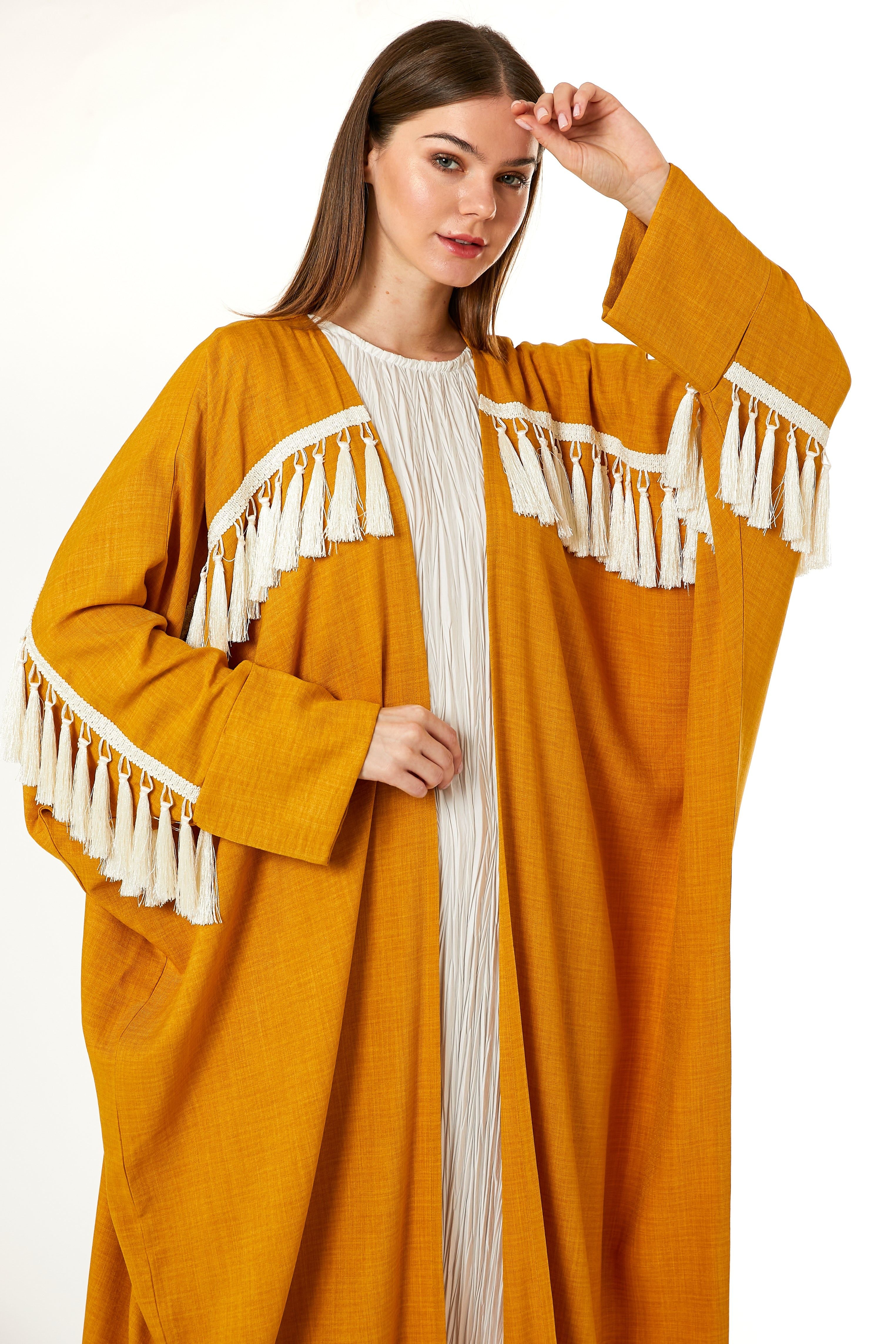 MOiSTREET Mustard CEY Melange Abaya
