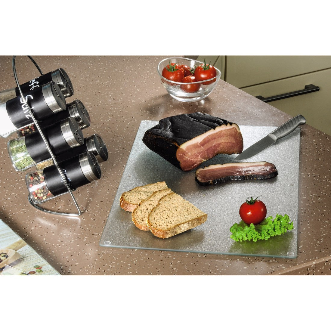 XAVAX 110921 Glass chopping board, clear, 52 x 30 cm