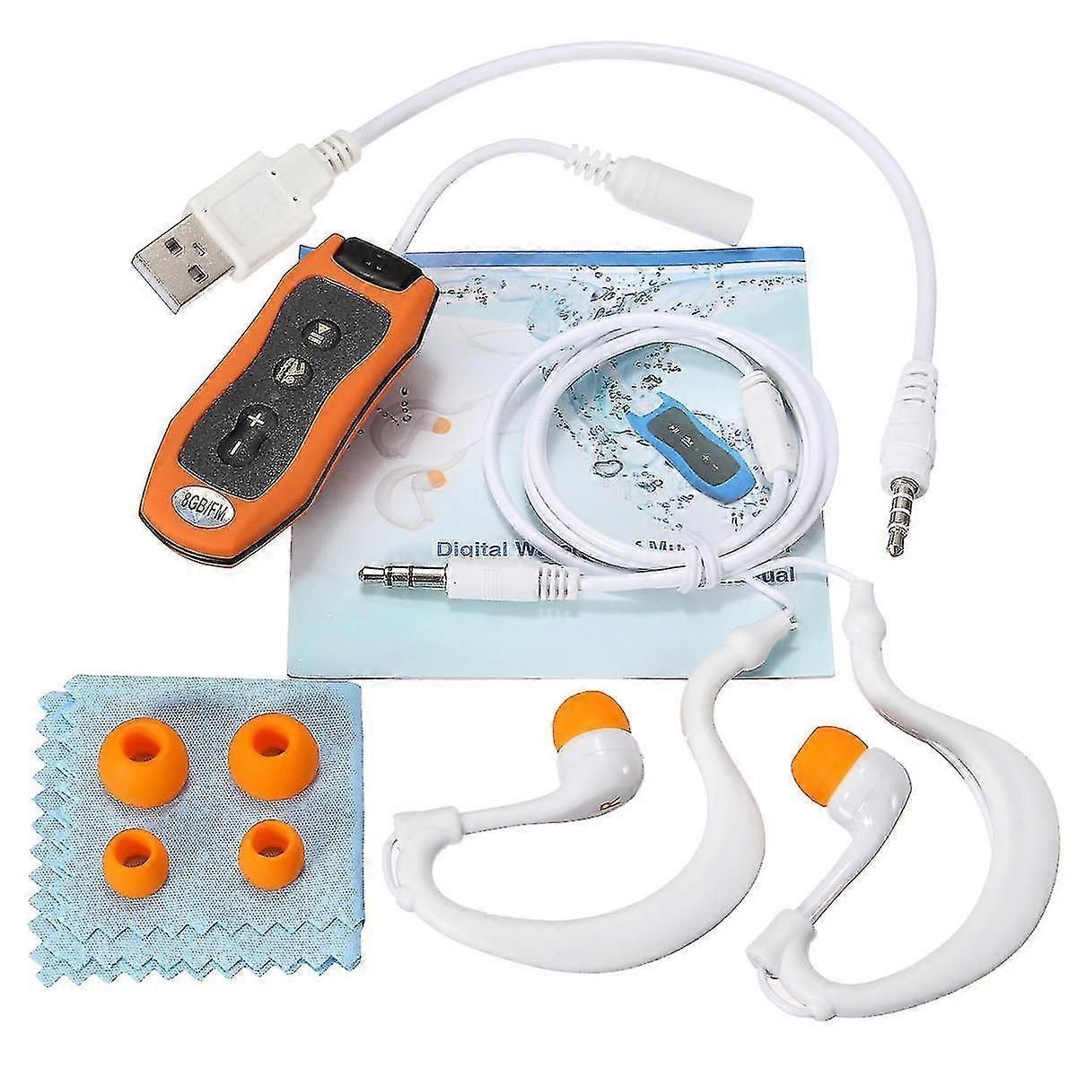 8GB Waterproof MP3 Player With FM Radio and Swimming Headphones