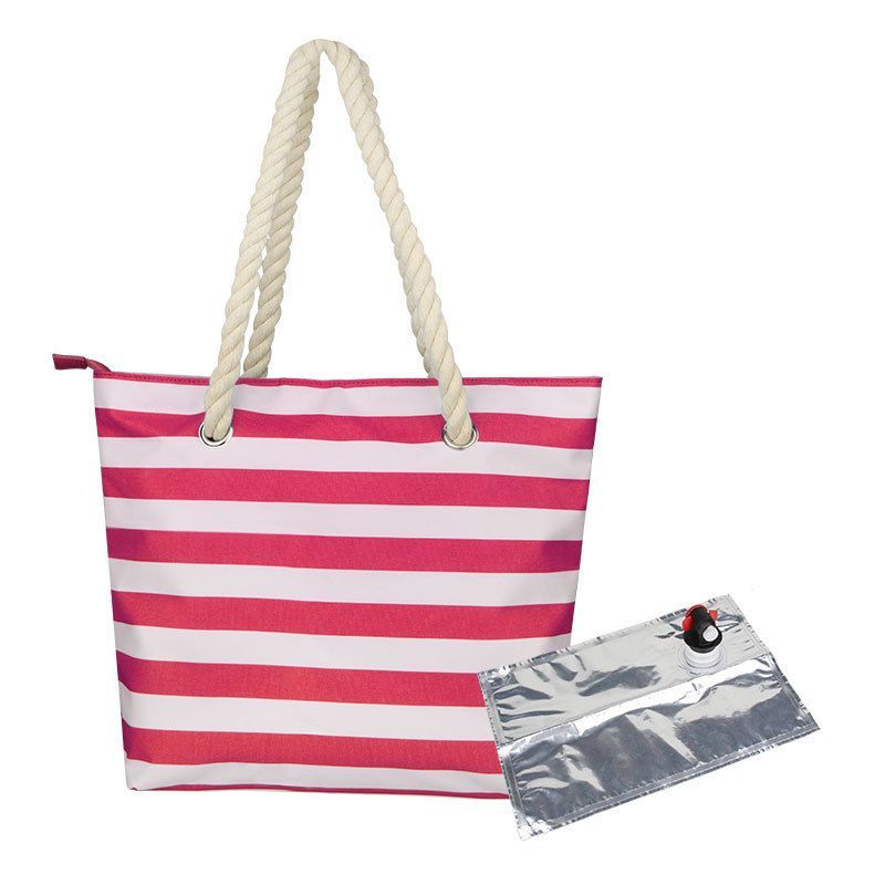 Beach Wine Purse Canvas Tote Handbag With Hidden Dispenser Insulated Compartment