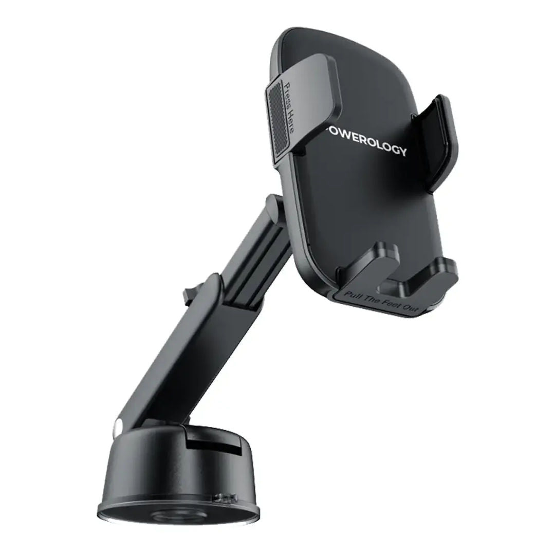 Powerology Raven Auto-Clamping Car Phone Mount, 360° Rotation, Black