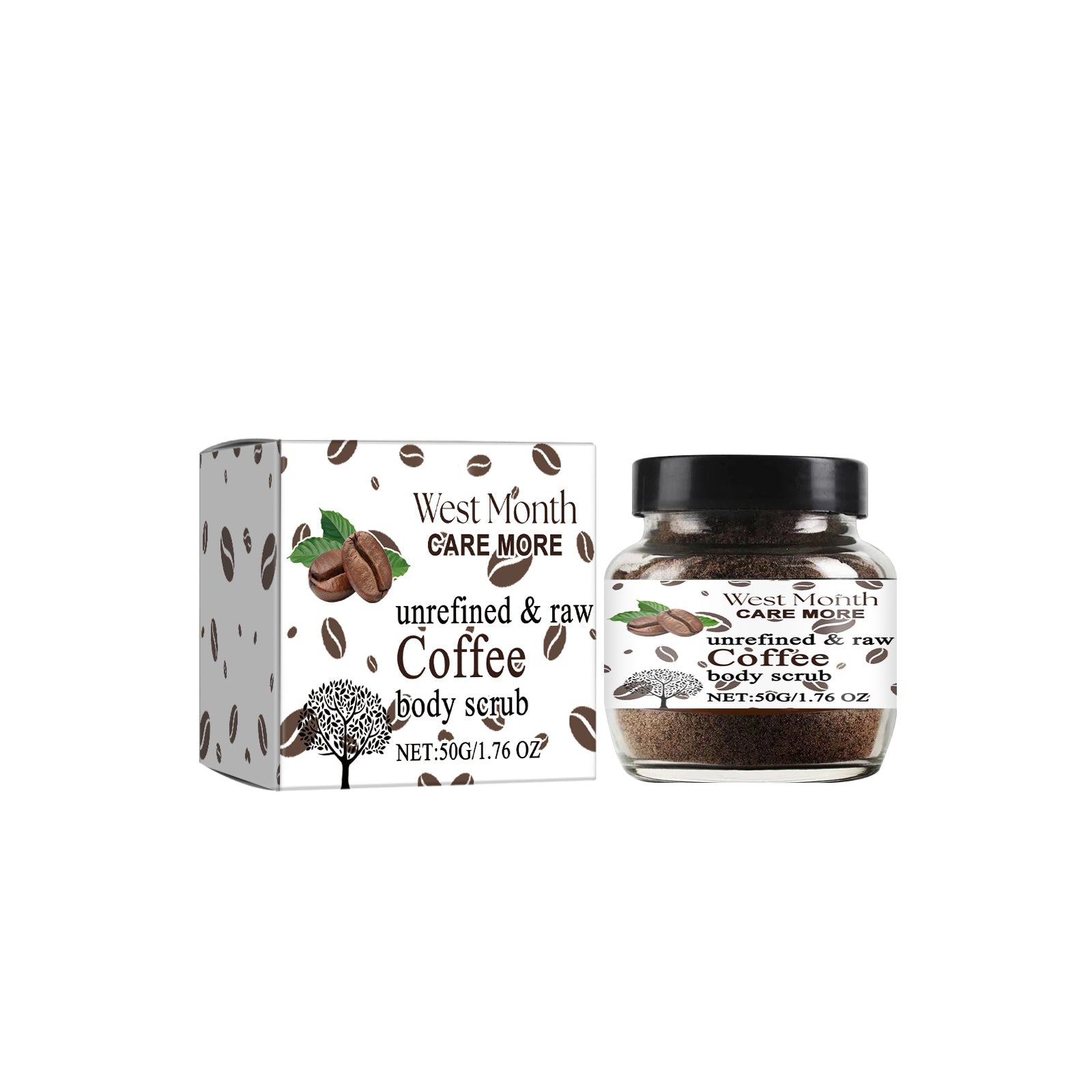 Coffee Body Scrub, Natural Body Cleansing, Exfoliating, Moisturizing, Refreshing Skin ,50g