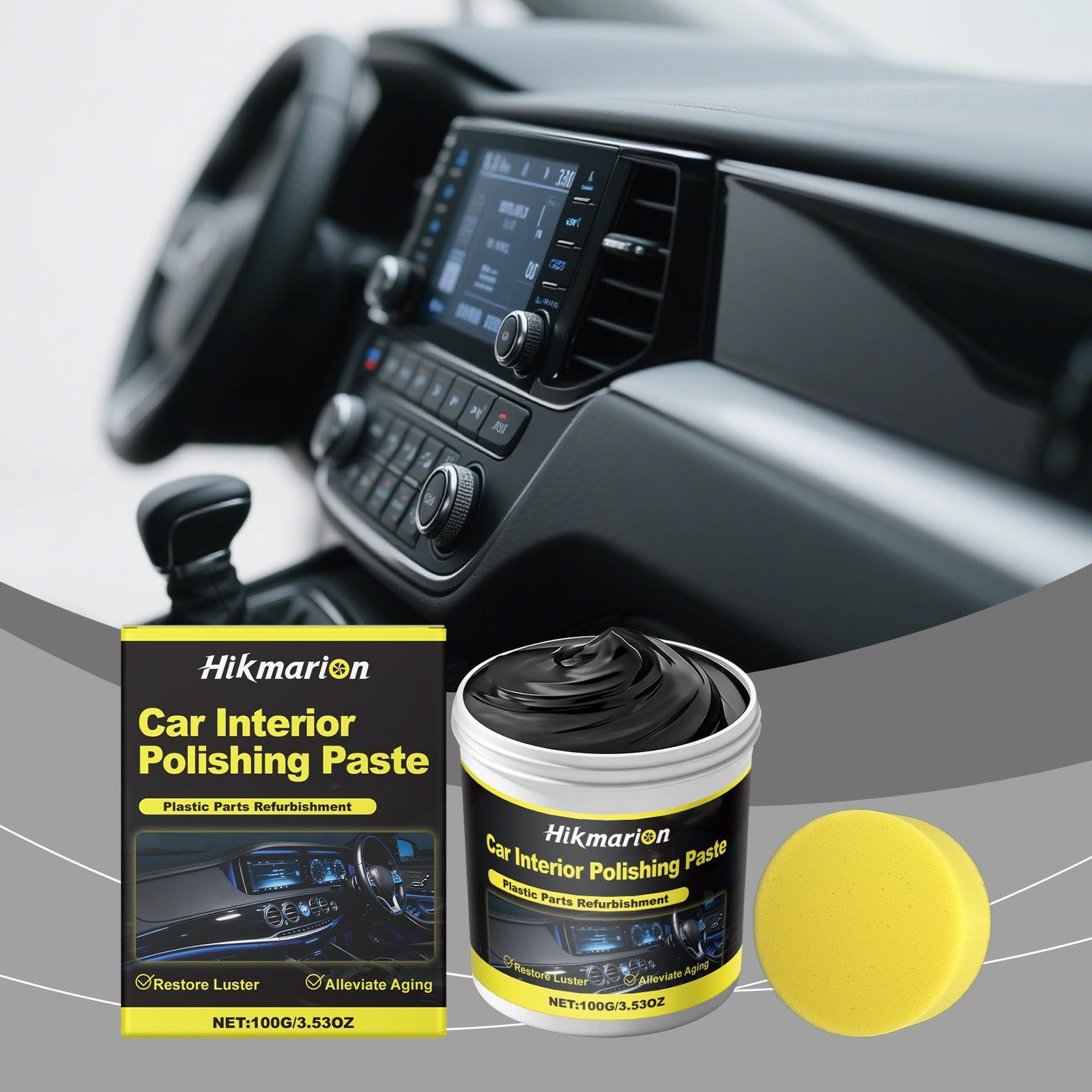 Car Interior Cleaning and Polishing Paste, Restores Plastic Shine, UV Protection ,1set