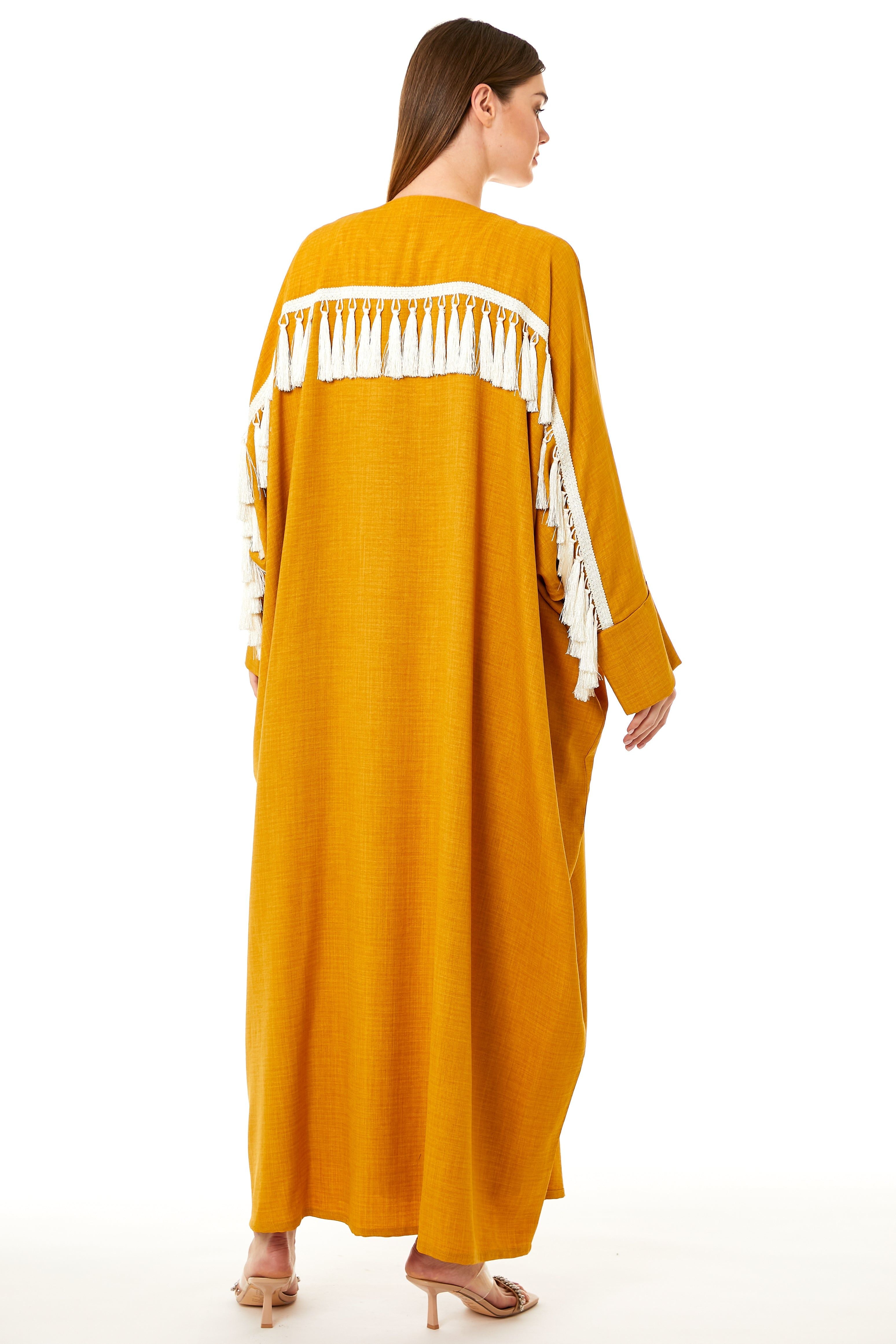 MOiSTREET Mustard CEY Melange Abaya