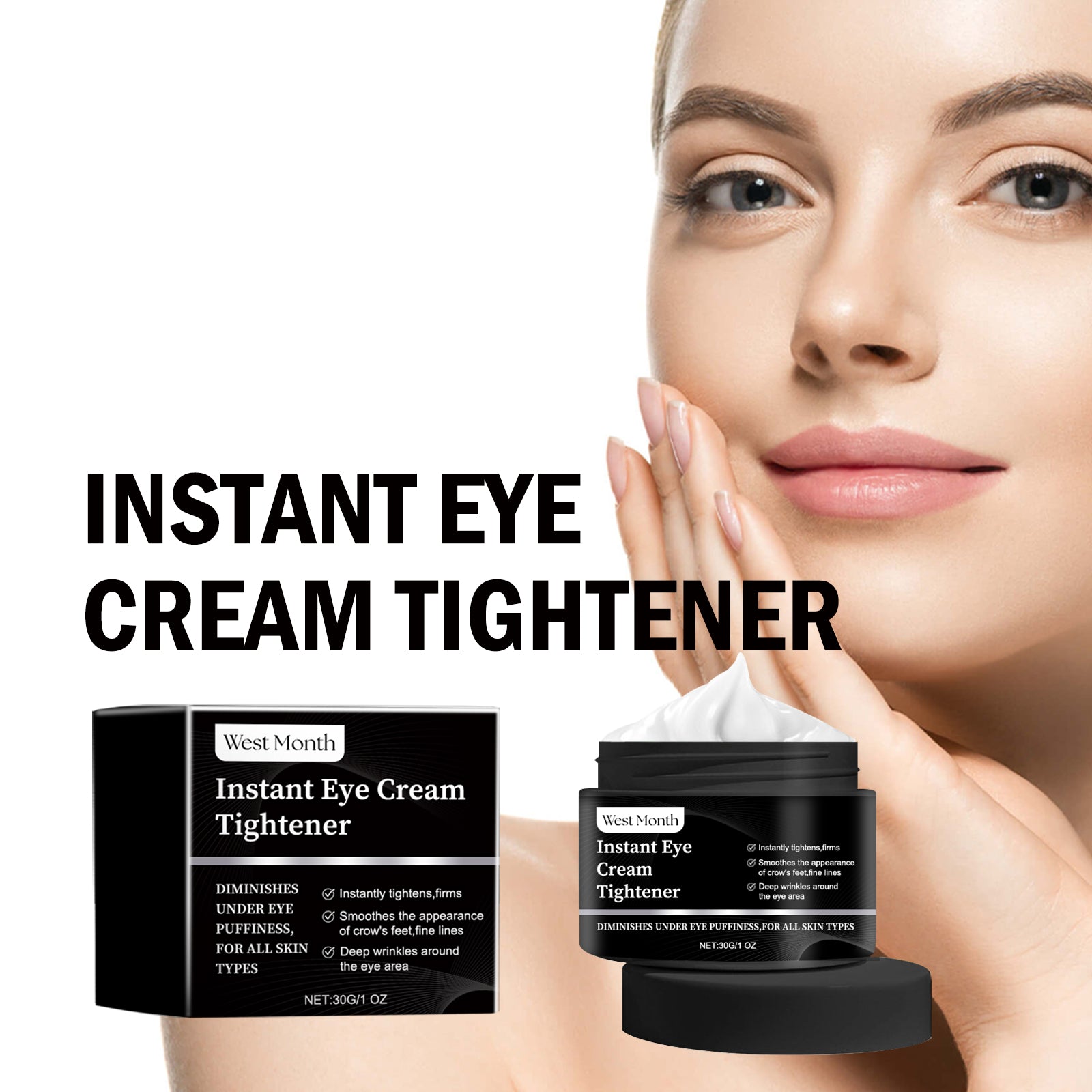 Revitalize Your Eyes with Instant Eye Cream, Dark Circles, Puffiness, Wrinkle Repair, Hydrating Eye Care ,30g
