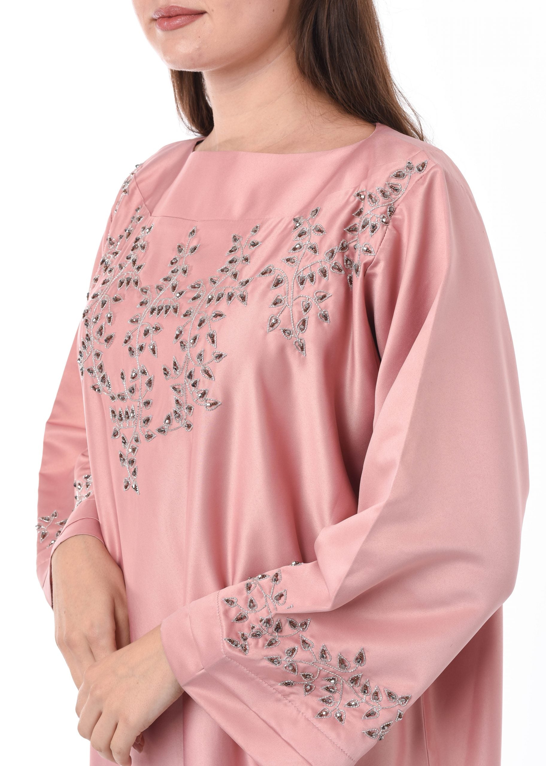 MOiSTREET Pink Kaftan with Hand Embroidery Work