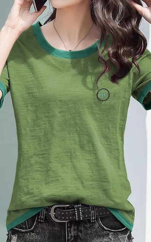 Bamboo Fiber Cotton Loose Embroidered Short Sleeve T Shirt For Women
