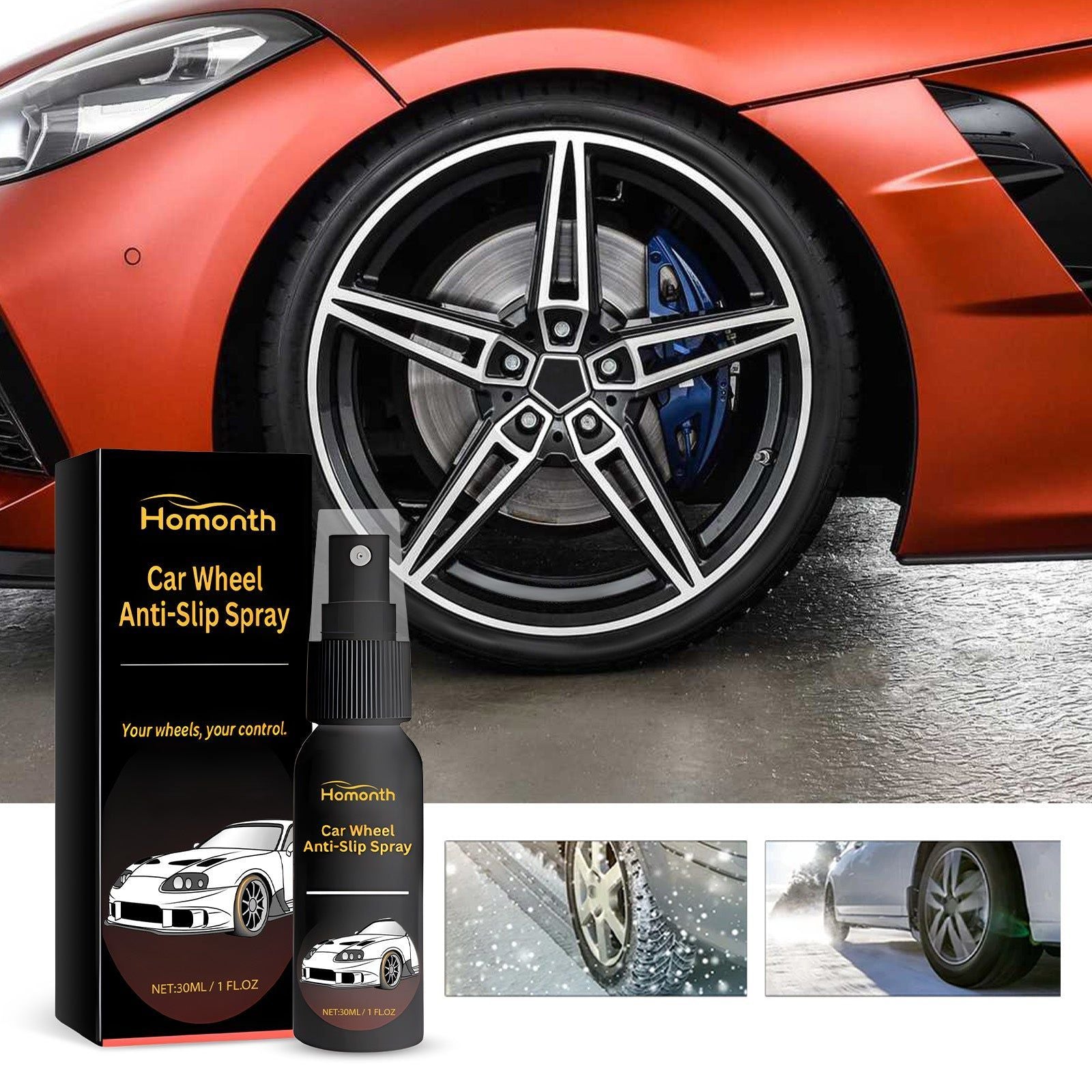 Boost Safety with Wheel Anti-Skid Cleaner, Waterproof, Easy to Use ,30ml
