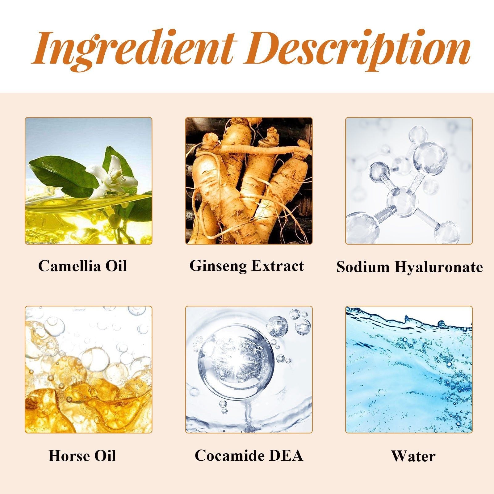 Horse Oil Shampoo for Thickening, Dandruff Control, Deep Cleansing, Hair Moisturizer ,100ml