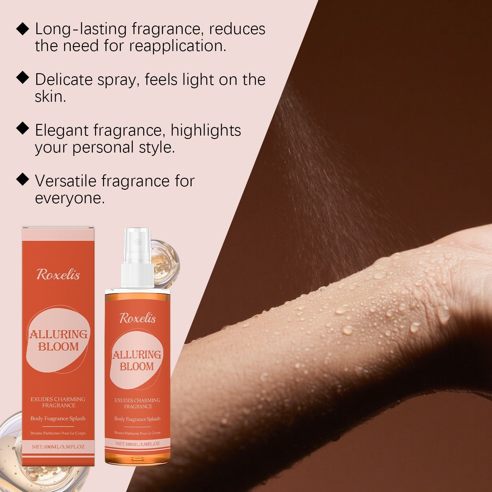 Amber Perfume Body Spray, Long-lasting, Light Mist, Elegant Fragrance ,100ml