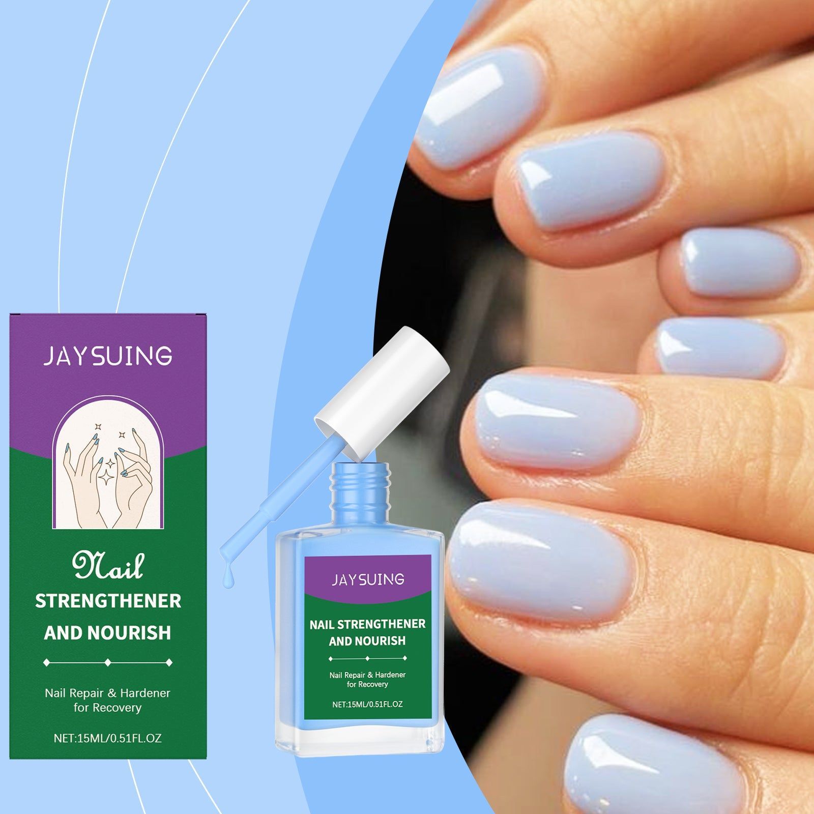Blue Nourishing Nail Polish Lotion, Nail Art Series, Bright, Lustrous Nails, Fast & Easy ,15ml