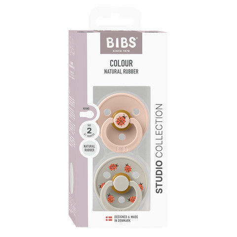 BIBS Pacifier Studio Colour 2 PACK Ladybug Latex Size 2 -Blush Mix