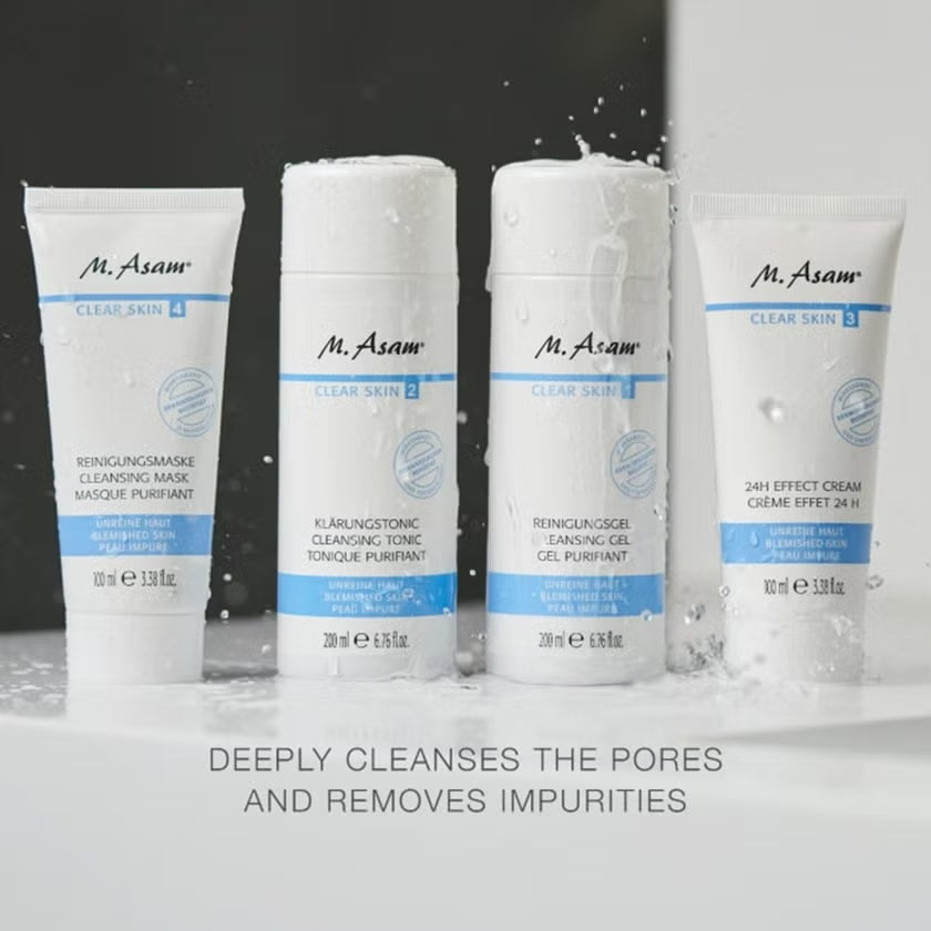 Clear Skin Facial Cleansing Set Cleansing Gel+Cleansing Tonic+Cleansing Mask+24 hour Effect cream
