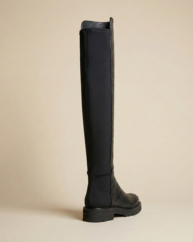 Stuart Weitzman 5050 lift woven black boots