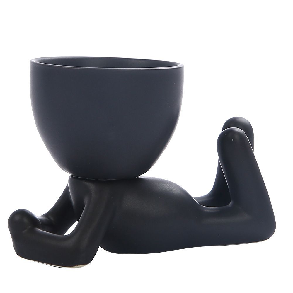 Mini-family Flowerpot Human Being Shape Ceramic Desktop Planter Container For Succulents
