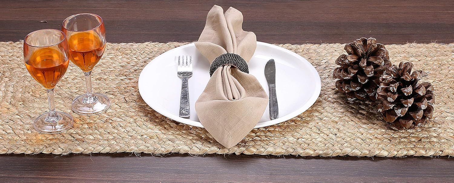 Live Beautiful ! Heat Resistant Natural Jute Braided Dining Table Runner Rustic Farmhouse Decor (Beige13X36 inch)