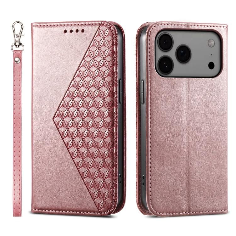 For iPhone 18 Pro Max / iPhone 17 Pro Max Cubic Grid Calf Texture Magnetic Leather Phone Case