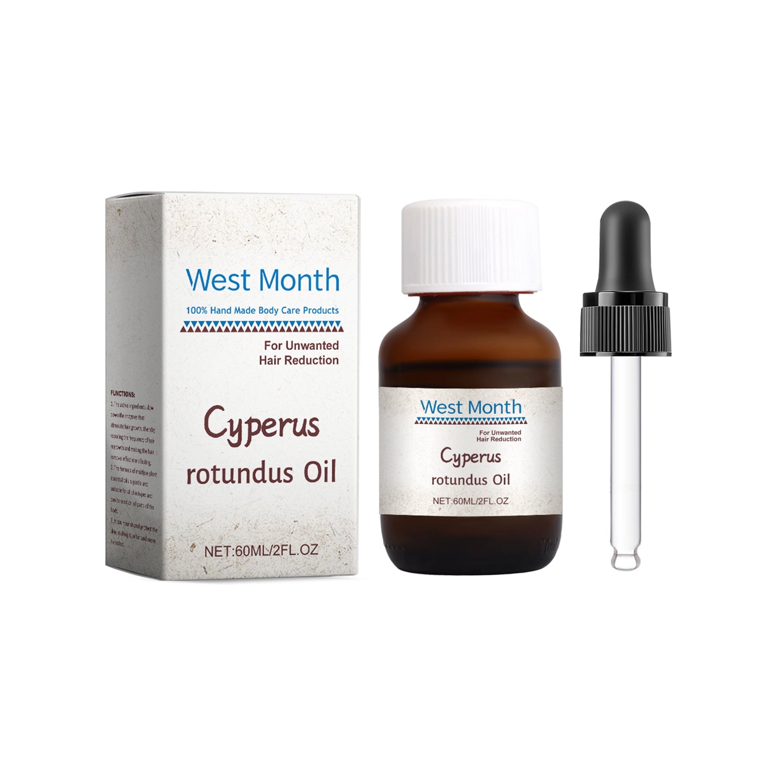 Cyperi Rhizoma Hair Removal Oil, Natural Body Care, Soothes Skin, Nourishes, Reduces Irritation ,60ml