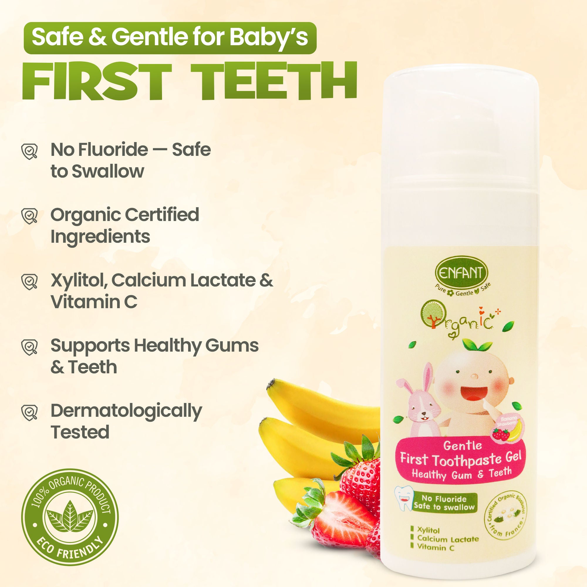 ENFANT Organic Plus Gentle First Toothpaste for Kids (6Month+)