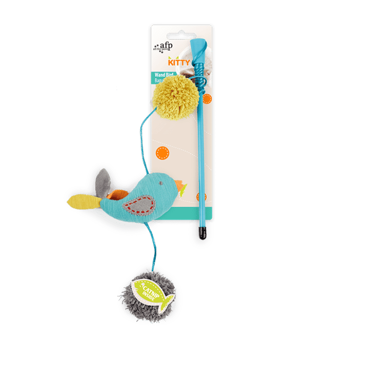 All For Paws Kitty Wand Bird - Turquoise