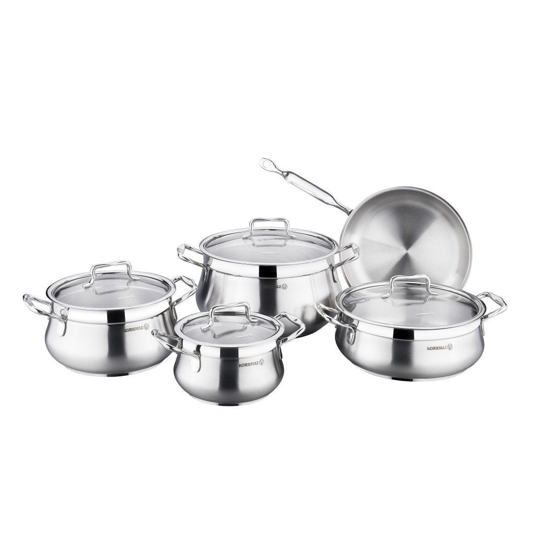 Korkomaz Estima 9-Piece Cookware set, Stainless Steel, A1959