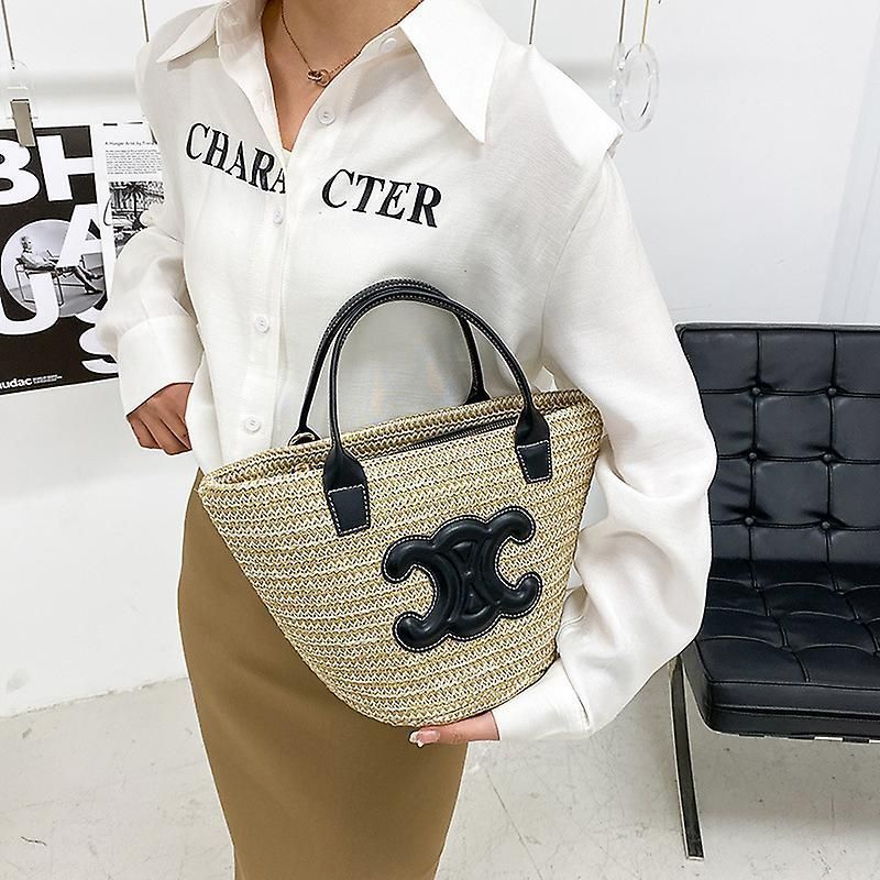 New Arrival Ladies' Straw Tote Bag - Elegant Beach Bag with Rattan Embellishments