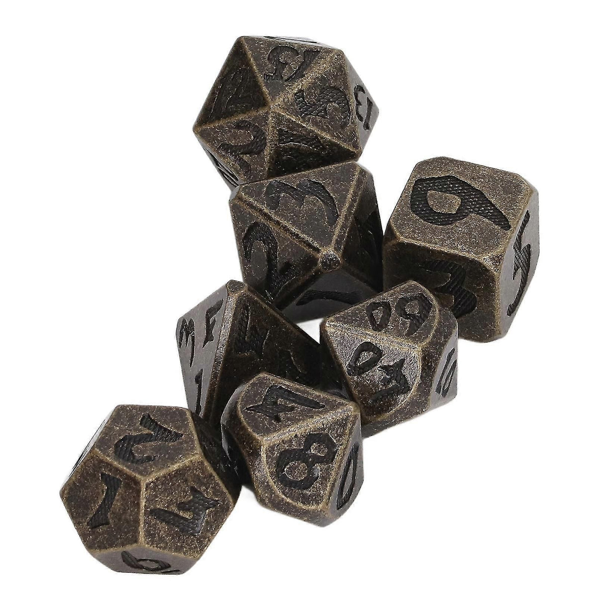 7pcs Polyhedral Dice Clear Numbers Hand Polished Portable Metal Dice Game Dice For Party Board Game