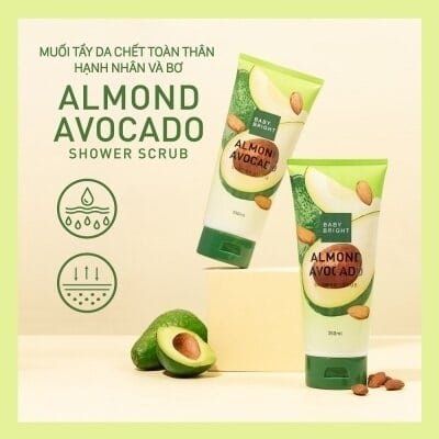 مقشر الاستحمام باللوز والأفوكادو 350 مل بيبي برايت (ب)