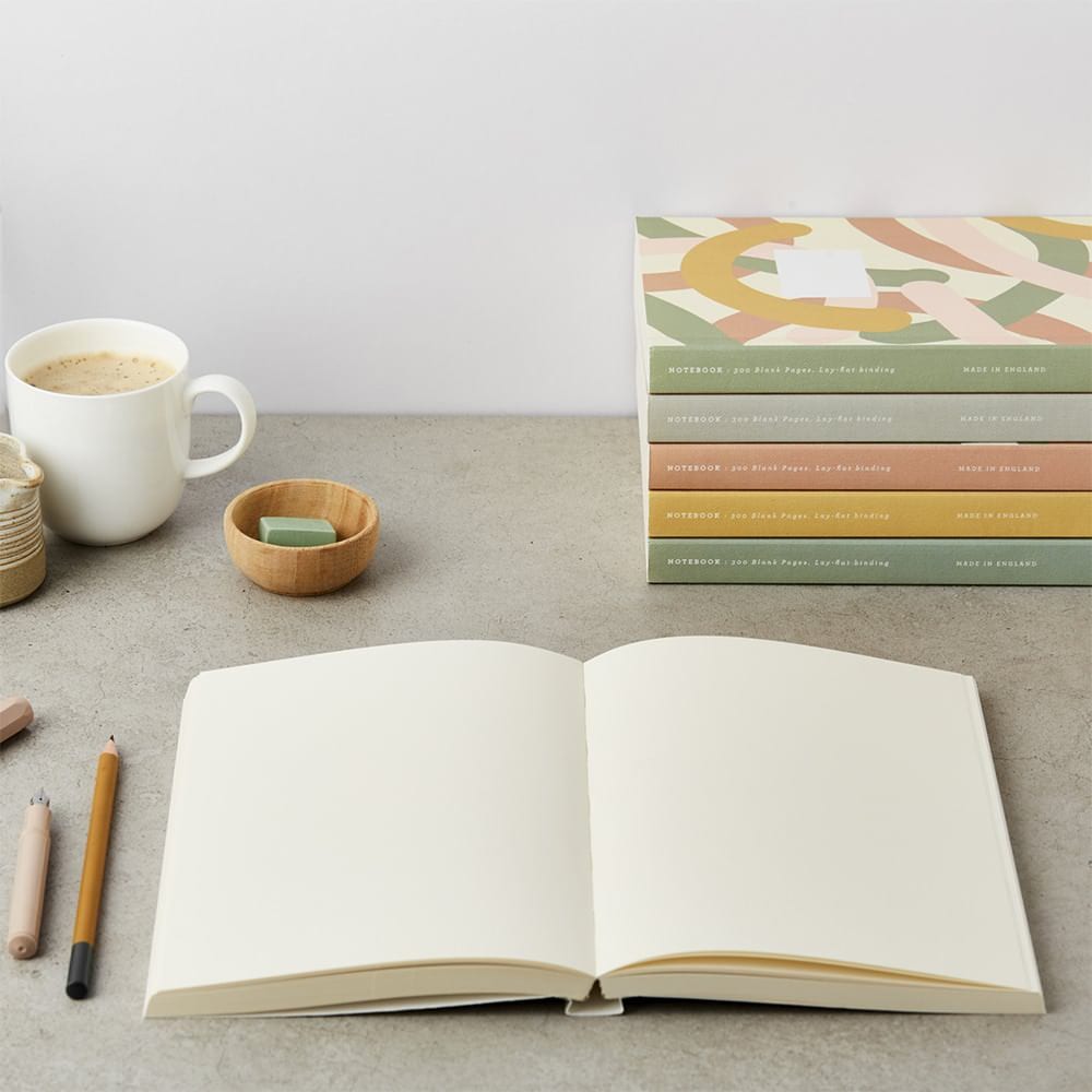 Katie Leamon Lay Flat Notebook in Rose & Forest black with Black Pencil Set