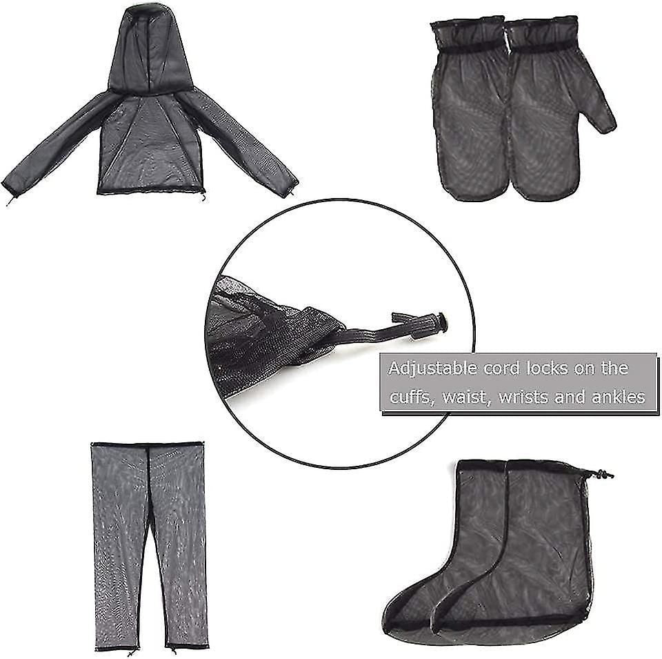 4 Pieces Mosquito Suit, Light-weight Bug Repellent Jacket Hood Pants Net Clothing Set For Outdoor Protection From Insects,flies,gnats Hqy
