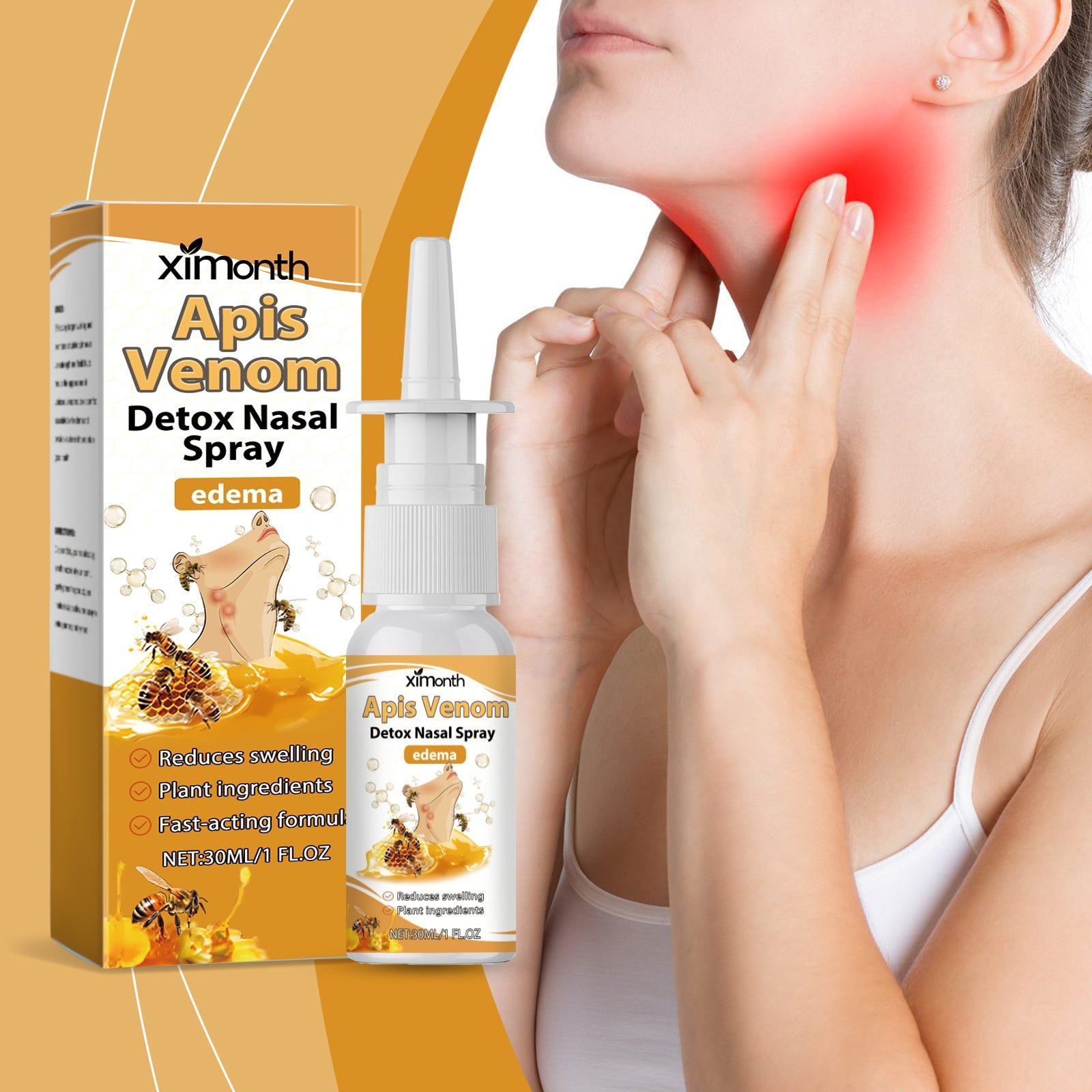 Bee Venom Nasal Spray, Natural Body Care, Relieve Discomfort, Boost Immunity ,30ml