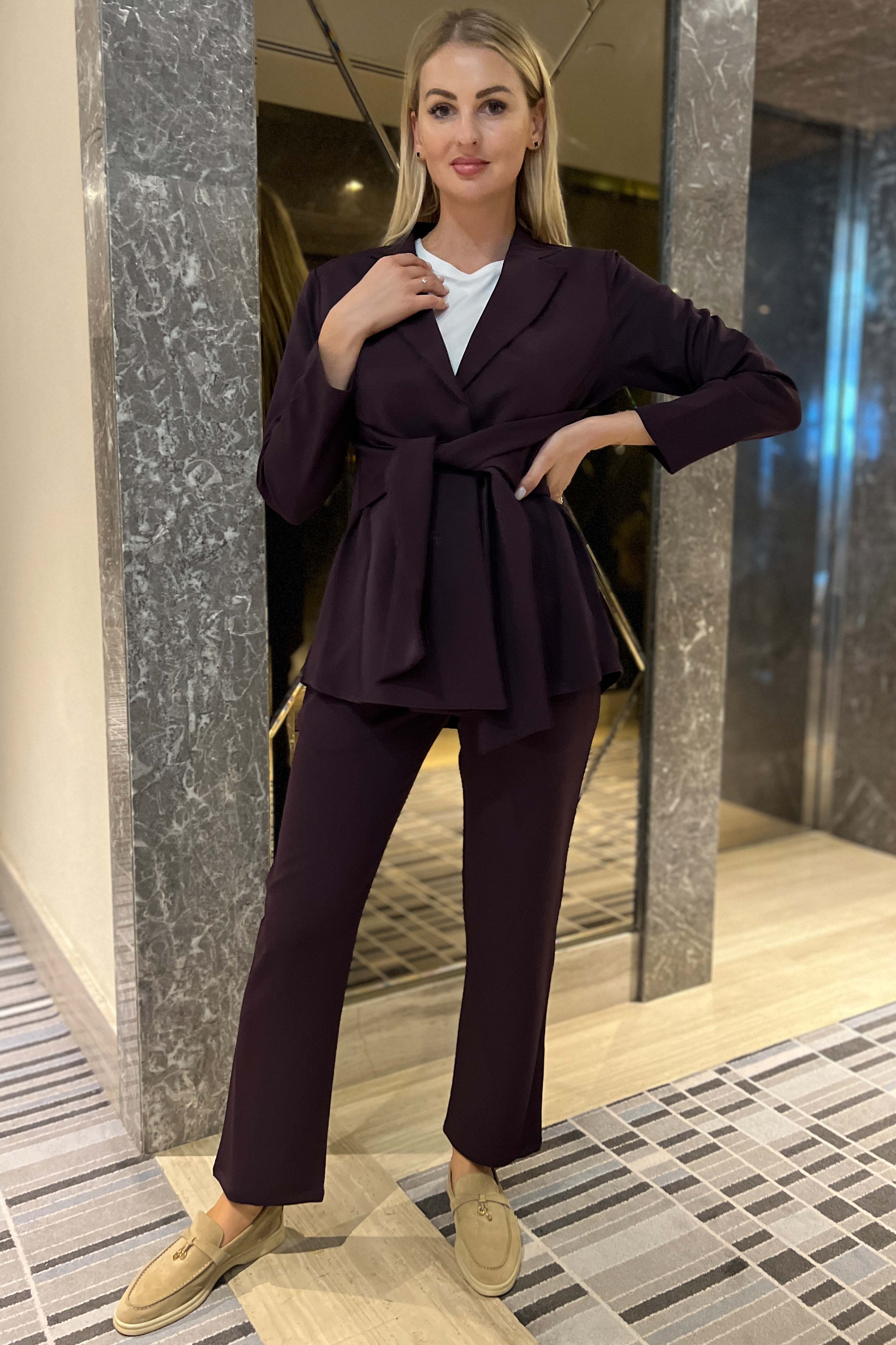 MOiSTREET Magenta  Barbie Crepe Fabric Blazer and Pants Set