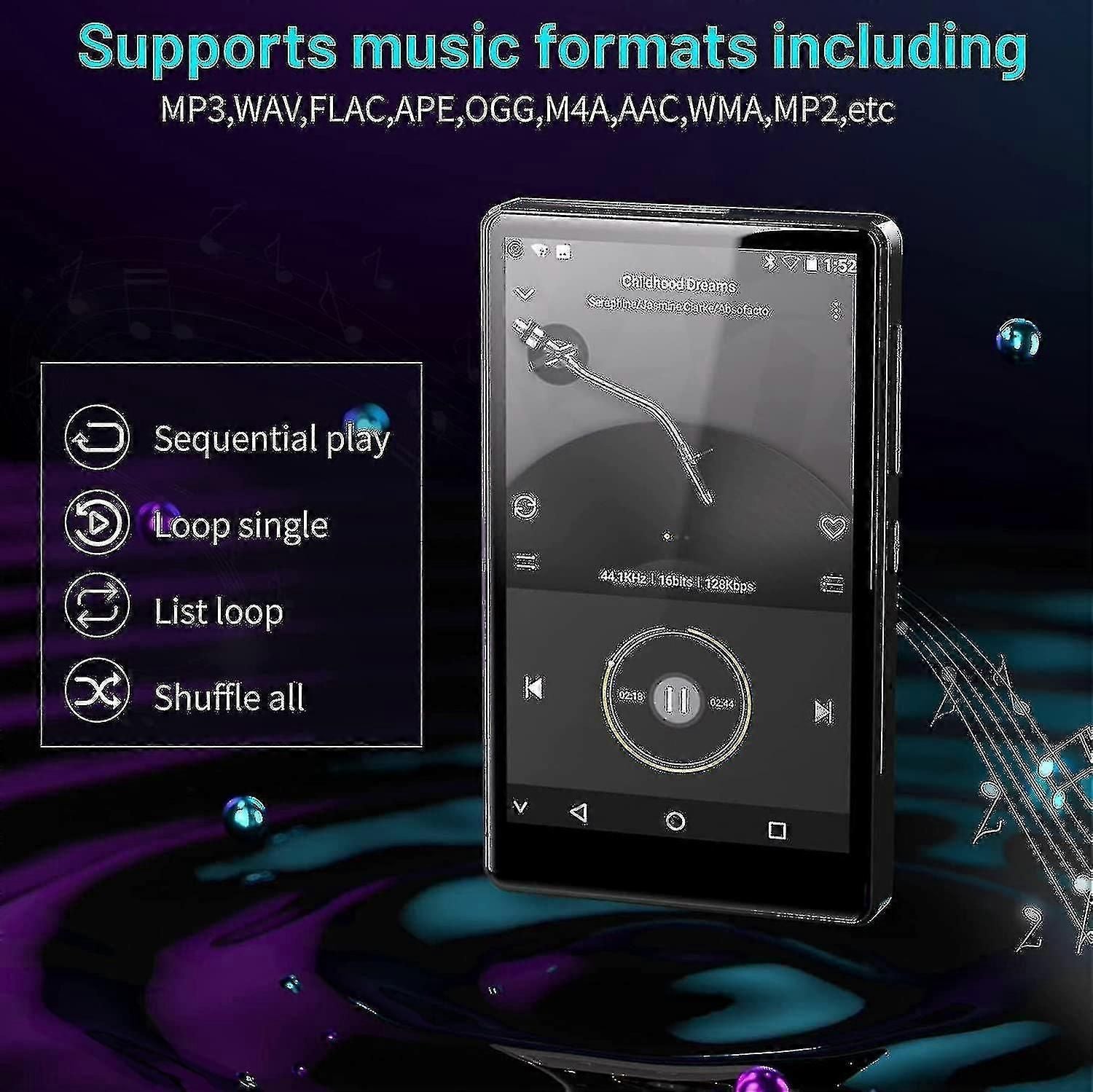 Mp3 Player Bluetooth With Spotify For Kids, Audible,browser(removable),amazon Music,4.0" Ips Display Mp4 Portable Music Player,full Touchscreen Metal zxin