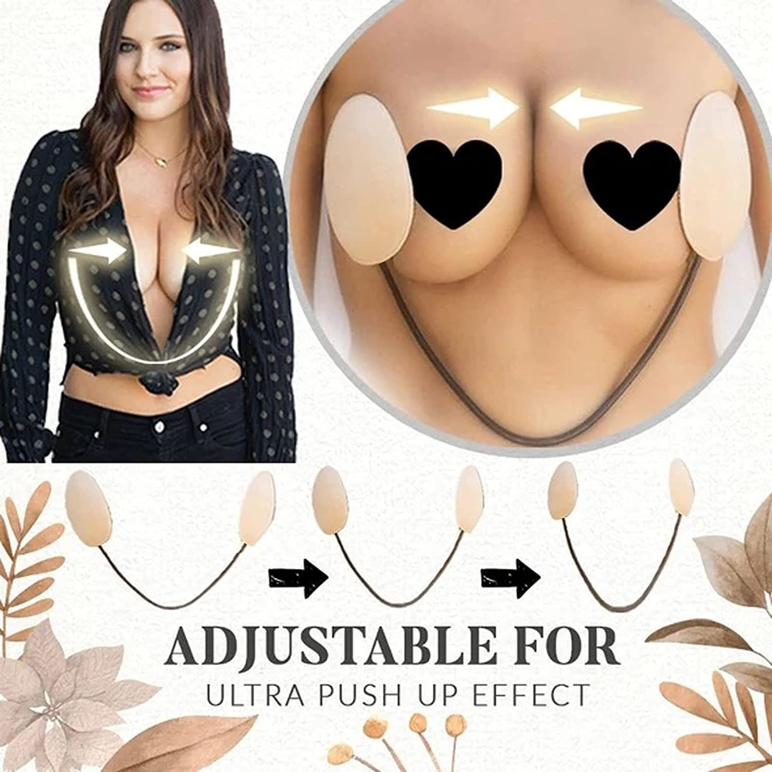Deep Push Up Plunge Bra Kit Backless Strapless Bra Thin Gather Nipple Patch Underwear