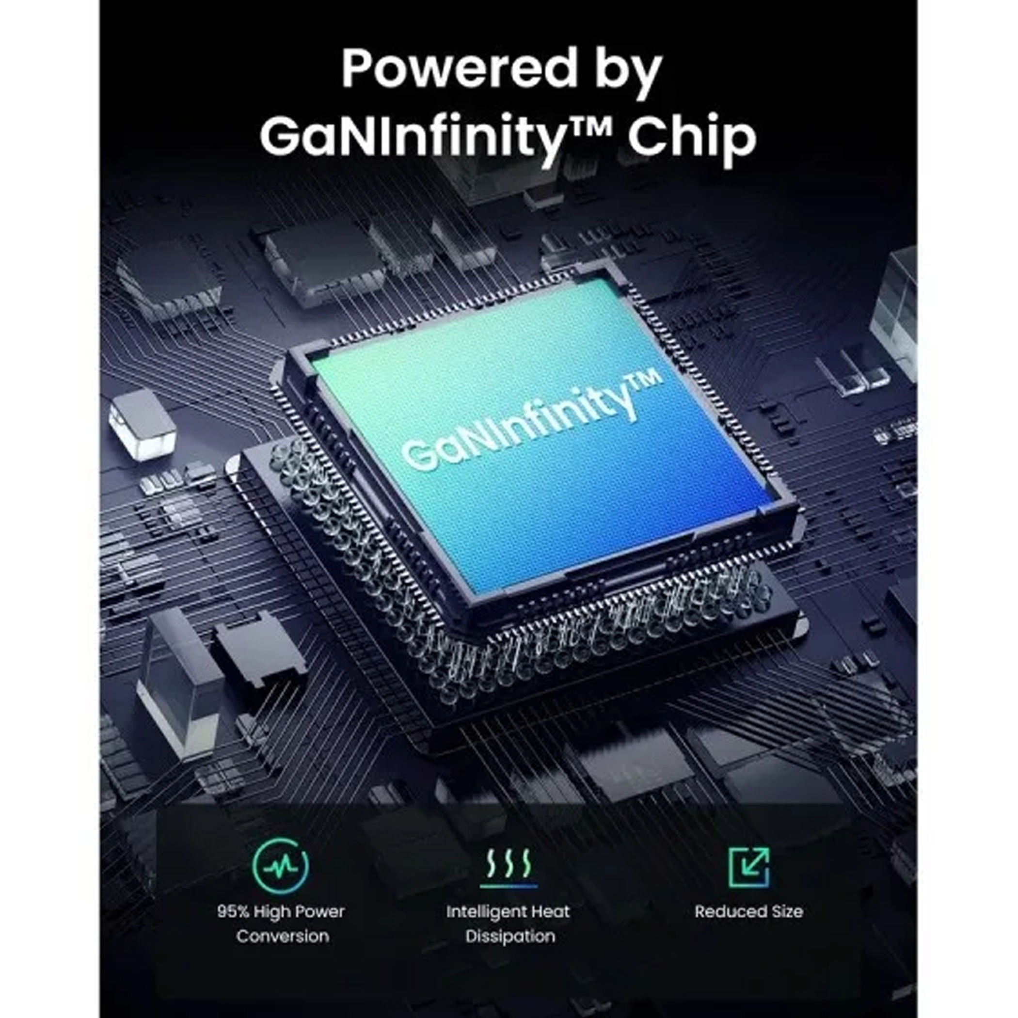 شاحن سريع UGREEN X525 بقدرة 45 واط ومزود بمنفذين من نوع GaN، USB-C + USB-A، قابس أوروبي، أسود