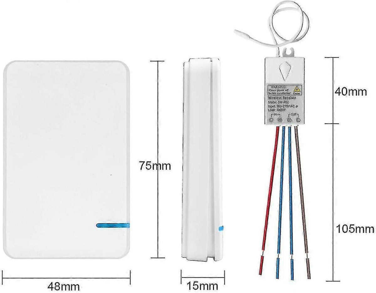 Wireless Light Switch Remote Control With Waterproof Mini Receiver