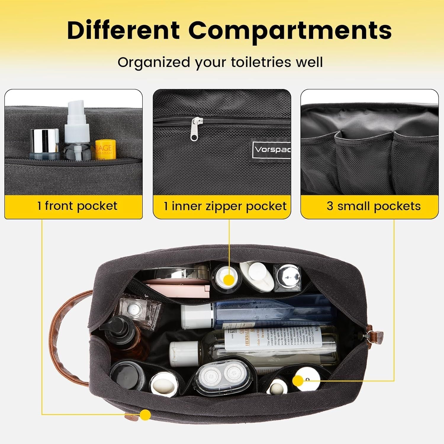 Toiletry Bag Water Hanging Dopp Kit Resistant Canvas Shaving Bag for Travel