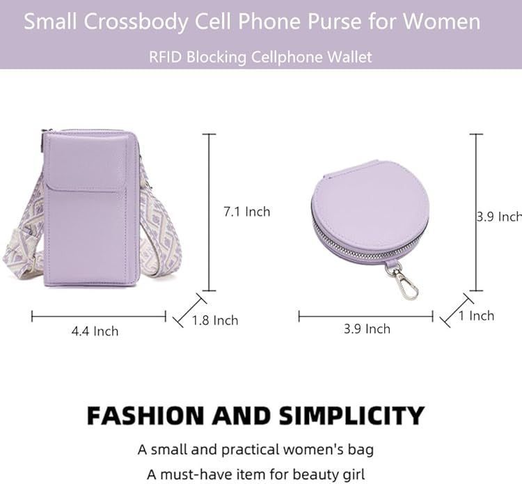 Women Small Crossbody Cell Phone Purse with Detachable Coin Case