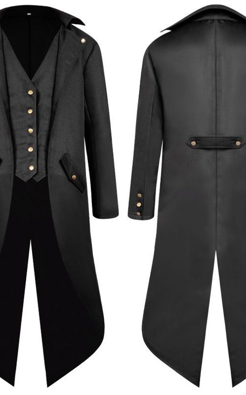Men Middle Ages Ancient Swallowtail Coat Long Dress Tailcoat