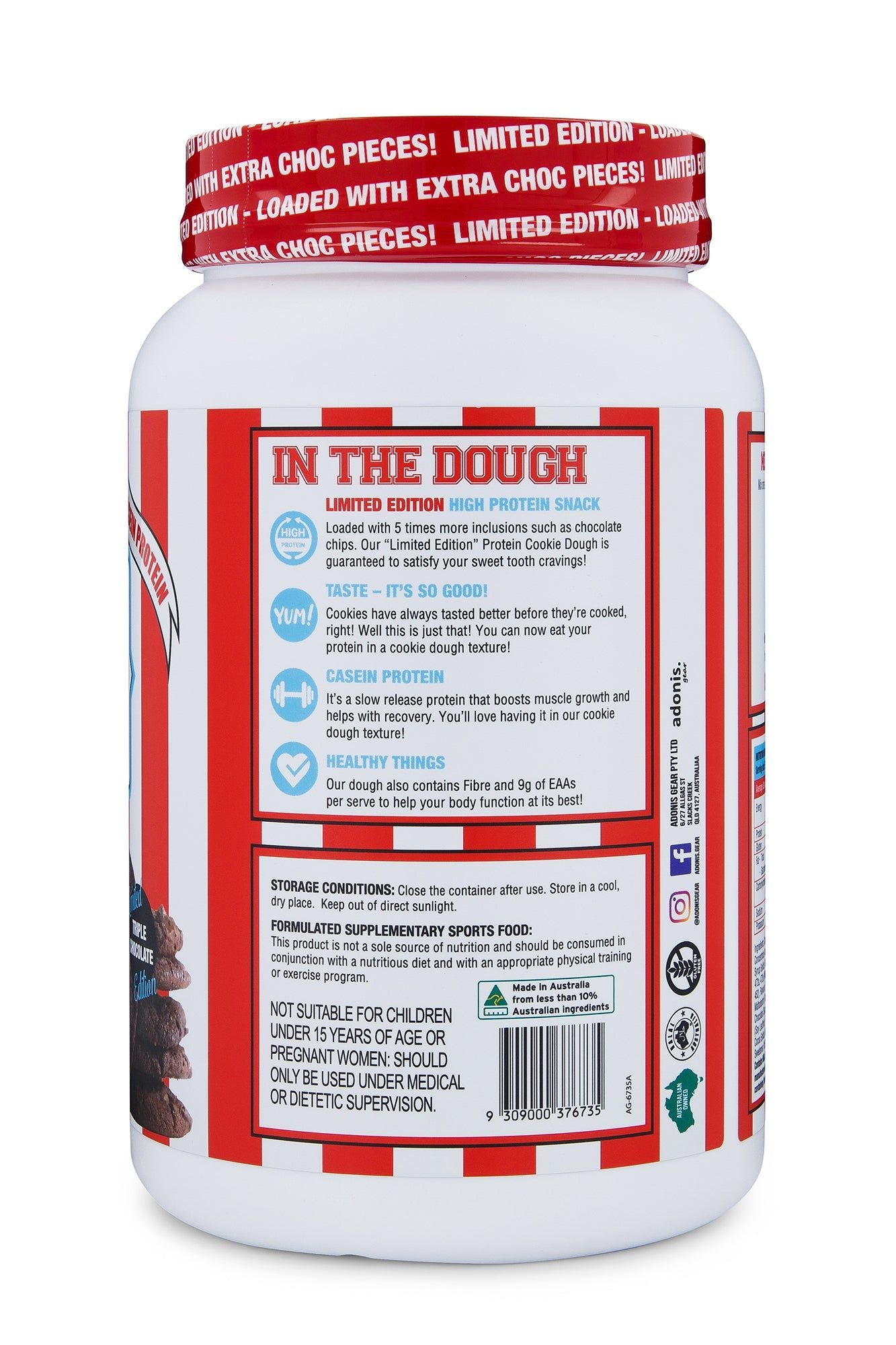 ADONIS PROTEIN COOKIE DOUGH 1KG TRIPLE CHOCOLATE