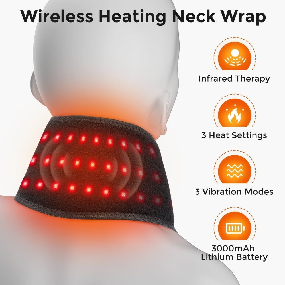 Neck Heating Pad Rechargeable Heated Neck Wrap Cordless Neck Warmer with 3 Levels Heat