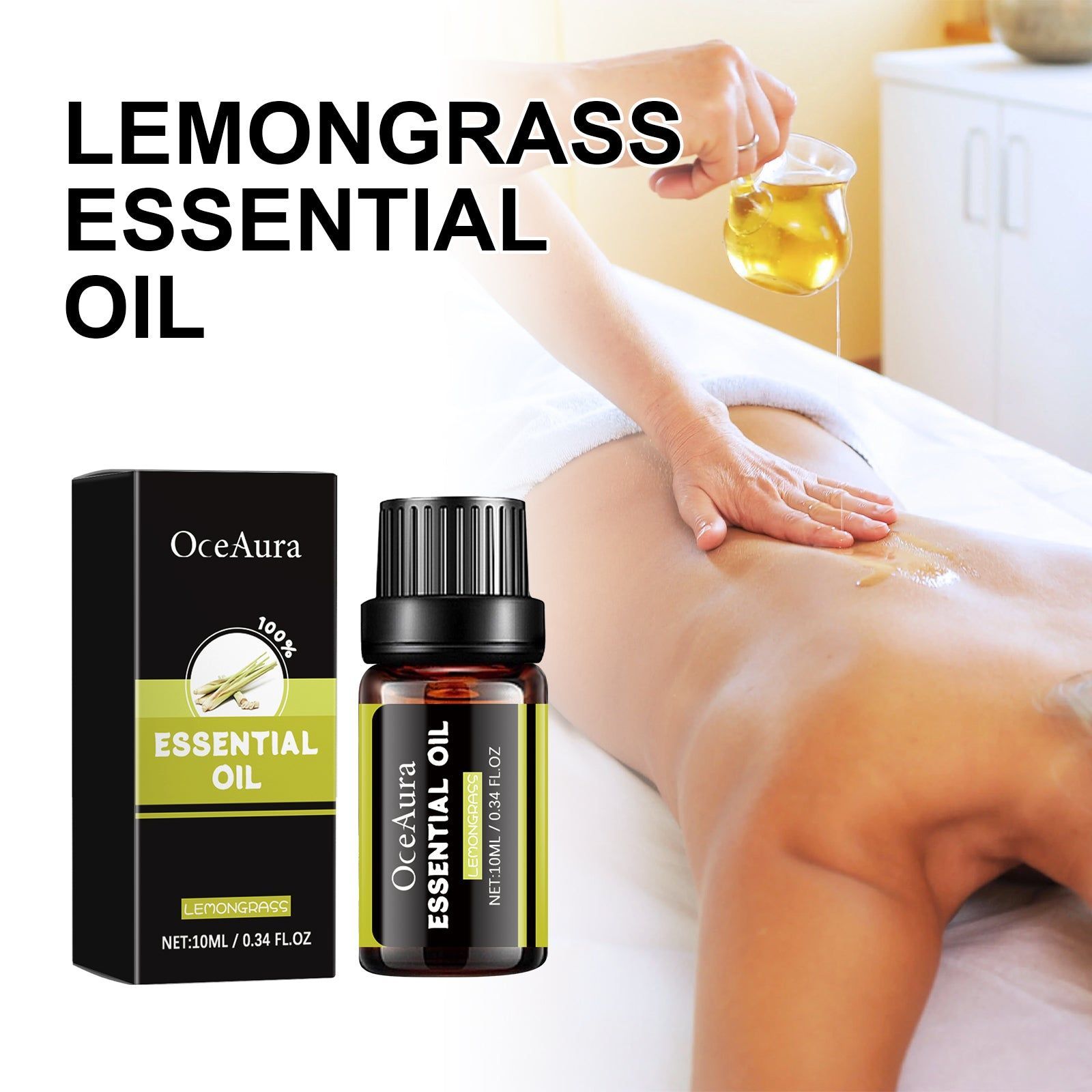 Lemongrass Essential Oil for Body Care, Moisturize, Relax, and Refresh Skin ,10ml/box