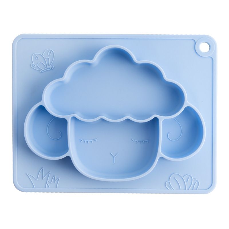 Food Grade Silicone Baby Plate Cartoon Sheep Food Divided Dishes Tableware Feeding Mat