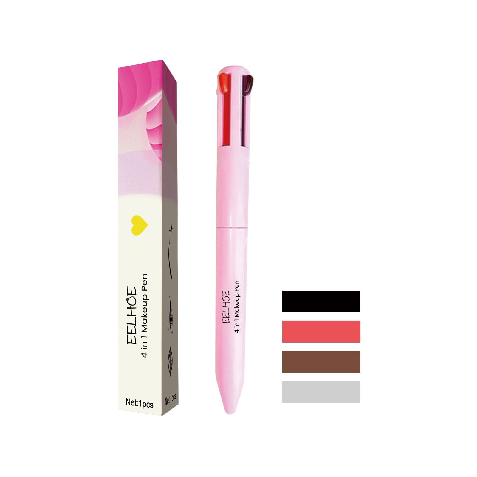 4 in 1 Makeup Pen Waterproof Eyeliner Eyebrow Lip Highlighter Multi-Functional Portable ,1pcs